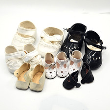 Doll Shoes Leather 6 pairs Mixed Sizes White Black  Vintage As Is
