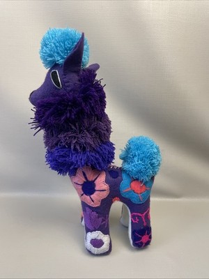 Handmade Purple Felted and Embroidered Stuffed Llama  Boho Mexico Felt Plush
