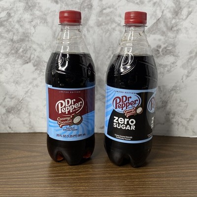 2 Dr. Pepper Creamy Coconut LIMITED EDITION 20oz Bottle Regular & Zero Sugar