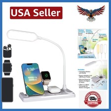 LED Desk Lamp with Charging Station, Multi-Device Desk Lamp with Wireless Cha...