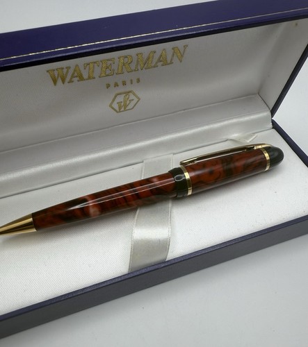 Waterman Phileas Ballpoint Ball Point Pen RED MARBLE w/ Case Blue Ink.