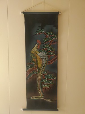 Vintage Rare Real Peacock Bird Feather Nature Art Craft Wall Painting Picture