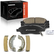 A-Premium 4 x Front Ceramic Disc Brake Pads  4 x Rear Drum Brake Shoes Compa...