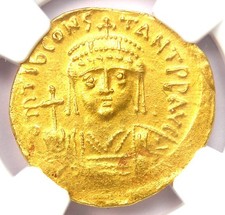 Tiberius II Constantine Gold AV Solidus Coin 578-582 AD - Certified NGC AU
