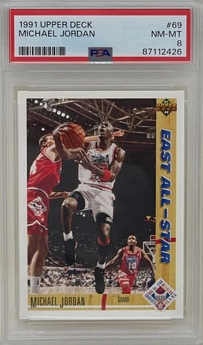 Michael Jordan 1991 Upper Deck East All Star Bulls NBA Basketball Card #69 PSA 8