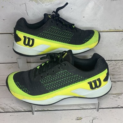 Wilson Mens 9 Rush Pro Extra Duty Tennis Shoes Black/Safety Yellow/Green Gecko