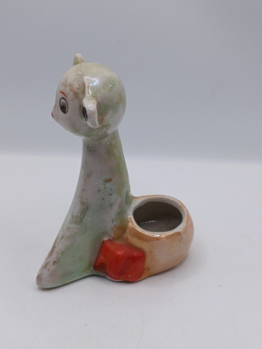 Vintage 40's 50's Ceramic Anthropomorphic Cat Flower Small Planter