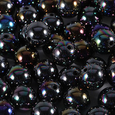 120Pcs 16MM Acrylic Beads for Jewelry Making,Ab Color Acrylic Beads Black round