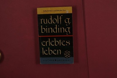 406138 Rudolf G. Binding ERLEBTES LEBEN Fischer Bücherei Selbstbildnis und Bild