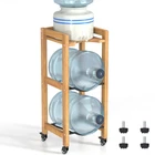 3-Tier 5 Gallon Water Jug Holder with Top Shelf – 4 Metal Wheels or Adjustabl...