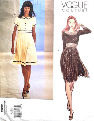 2632 MUSTER 2 CREATIONS ''VOGUE COUTURE FLIESSENDES KLEID 36 BIS 40
