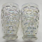 2 Vintage Iridescent Tumbler Drinking Glasses Thumbprint Federal Glass 5.25"