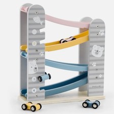Autorennbahn mit 4 Autos H Kinder Holzspielzeug Car Slider Kugelbahn 18M+  NEU