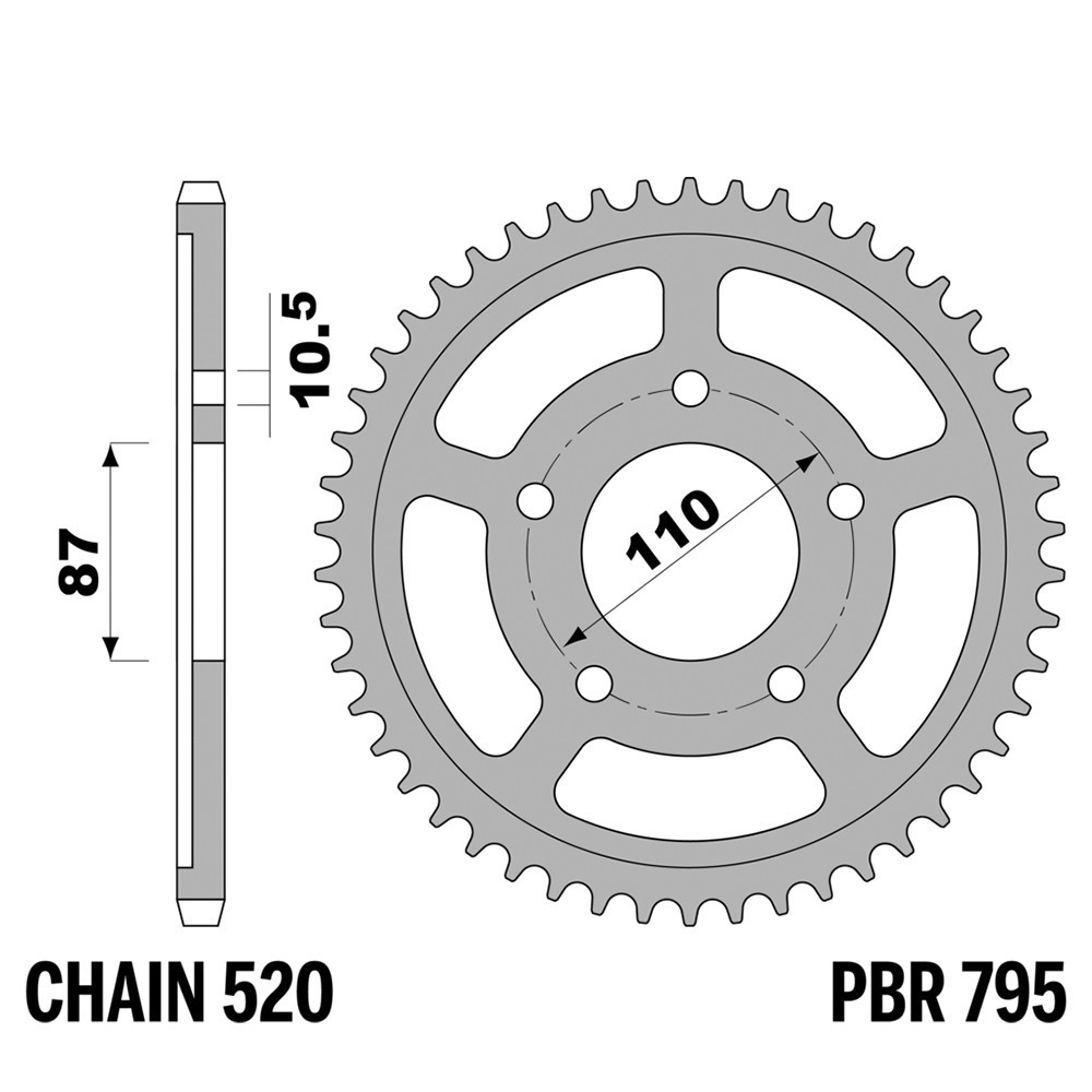 Pignon arrière PBR 45 dents pas 520 : réparez la transmission SV 650