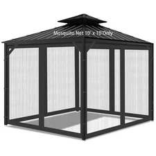 Gazebo Universal Mosquito Netting, 10' x 10' Outdoor Mesh Netting Screen 4-Pa...