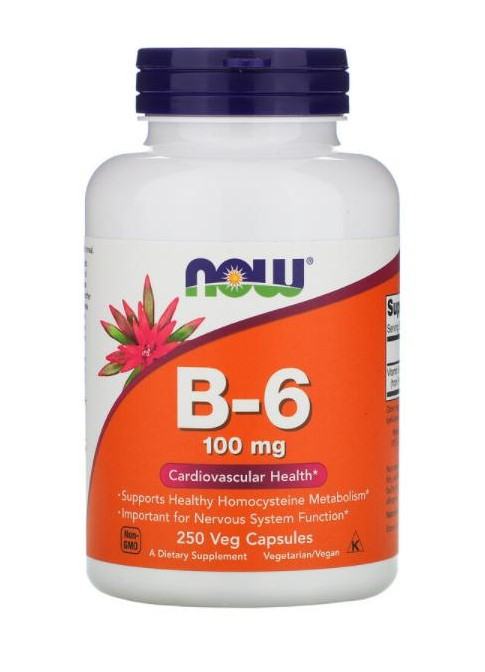 NOW FOODS VITAMIN B6 100MG 250 VEG CAPSULES