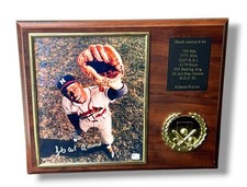 Hank Aaron #44 Plaque Signed w/ Stats & Certification from GA Authentication