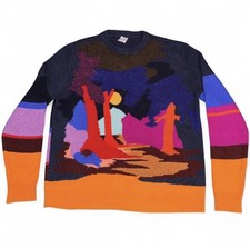 Paul Smith multicolor intarsia landscape sweater, men  s size medium