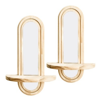  2 Pcs Boho-wandregal Spiegel Mit Ablage Wandhängeregal Pflanzenregal