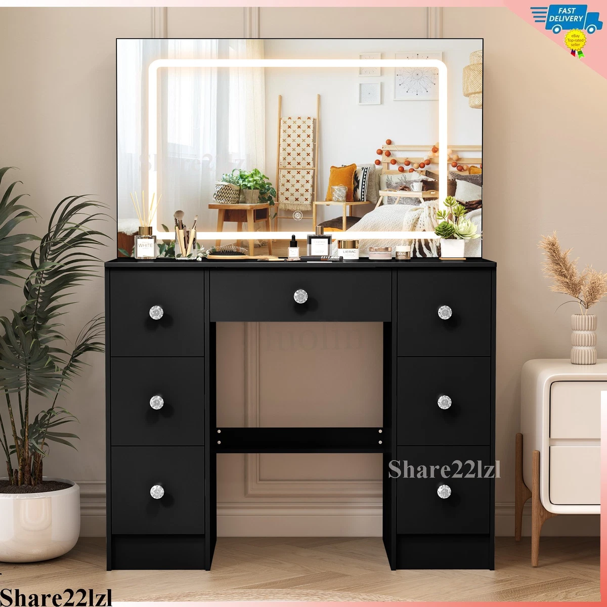 Black Bedroom Contemporary Vanities & Makeup Tables for sale | eBay Black Bedroom Contemporary Vanities & Makeup Tables for sale | eBay