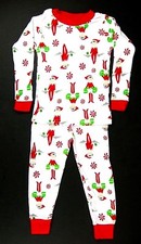 Elf on the Shelf Christmas Pajamas Size 4 Boys Girls 2pc White Red Green Cotton