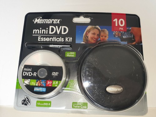 Memorex Mini DVD essentials kit *NEW* 10 Pack DVD-R & Travel Case Factory Sealed - Picture 1 of 3