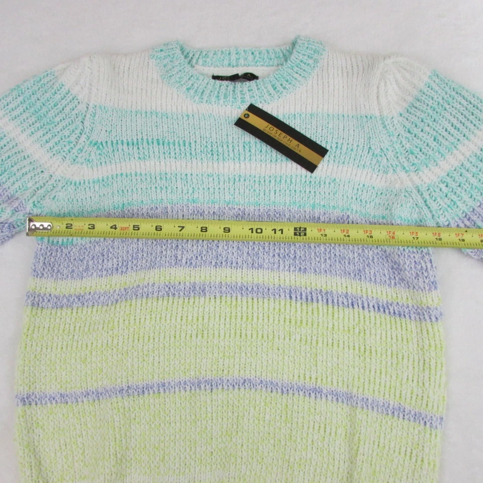 Joseph A. Sudadera pulóver de punto amarillo verde azulado multicolor para mujer talla pequeña Foto 3 de 4