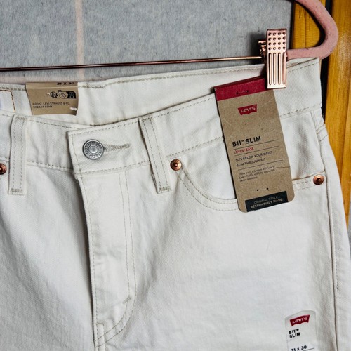 NWT Mens Levi's 511 Slim 31x30 Stretch Off White Cream Straight Leg - Picture 4 of 11