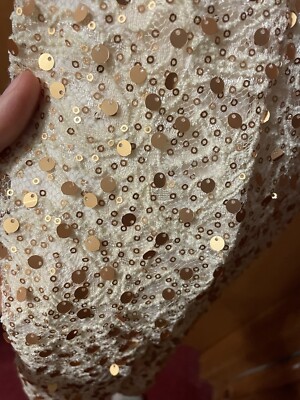 Beige And Gold Sequined Sparkly Lace Homecoming/Formal Dress Women s Size Small
