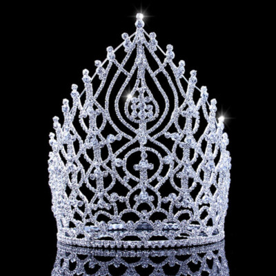 21cm Tall Crystal Huge Tiara Crown Wedding Bridal Queen Pageant Prom For Women