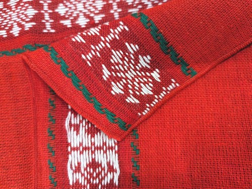 Vintage schwedische skandinavische rote Gier Urlaub Weihnachten gewebte Tischdecke 68X54 Geschenk - Bild 6 von 8