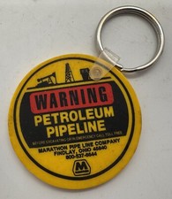 Vintage Marathon Pipe Line Petroleum Pipeline Warning Keychain – Safety Promo