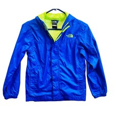 The North Face Big Boys Hyvent Blue and Lime Green Rain Jacket Coat Size M 10/12