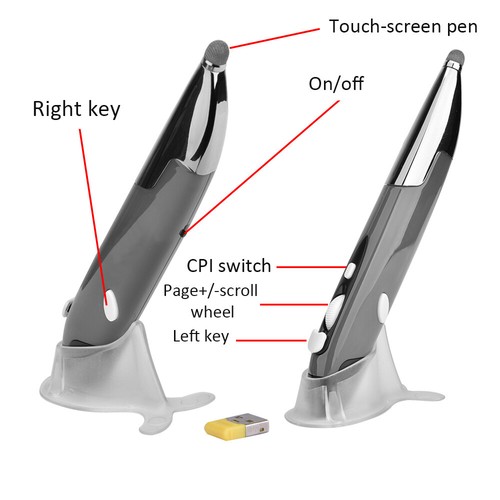 2.4Ghz Wireless Optical Touch-pen Mouse 800/1200/1600DPI Ergonomic Mice Pen N0V9 - Picture 4 of 12