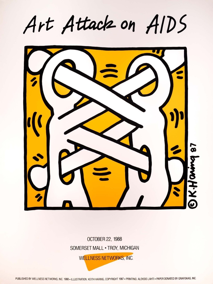トップス Keith Haring AIDS DANCE-A-THON 1994 XL Keith Haring Art Attack on Aids Contemporary Urban Art