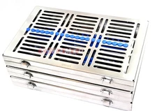 3GERMAN DENTAL AUTOCLAVE STERILIZATION CASSETTE TRAY INSTRUMENT 11.25X7.25X1.25"