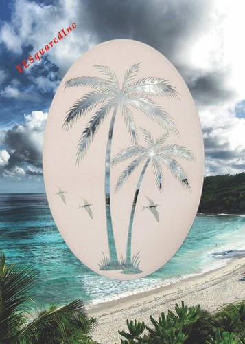 Calcomanía de ventana adhesiva estática inclinada izquierda palmeras 26x41 OVAL para puertas de vidrio - Imagen 5 de 8
