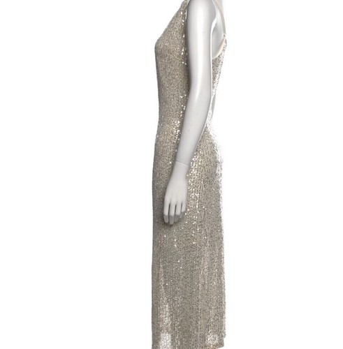 Stretchy Sequin Bodycon Dress Wedding Midi Party Club Sparkle Sexy - Picture 3 of 3