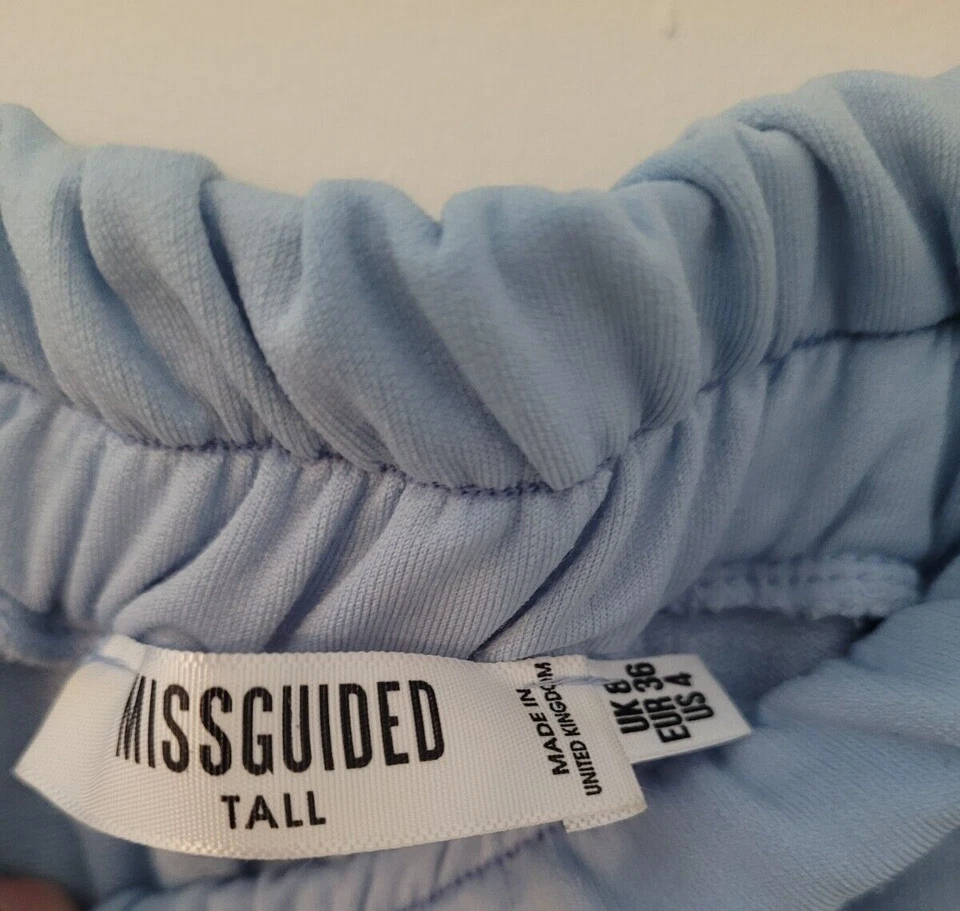 Pantalones de chándal Missguided para mujer talla 4 altos azules pierna cónica bolsillos cintura alta Foto 3 de 4