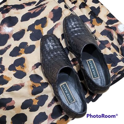 Vintage COLE HAAN Basketweave Slip-On Heeled Loafer Black | eBay display picture 3