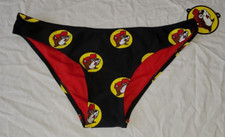 BUC-EE'S Women's Bikini Bottom MEDIUM Buc-ee Black  Red All Over Print New
