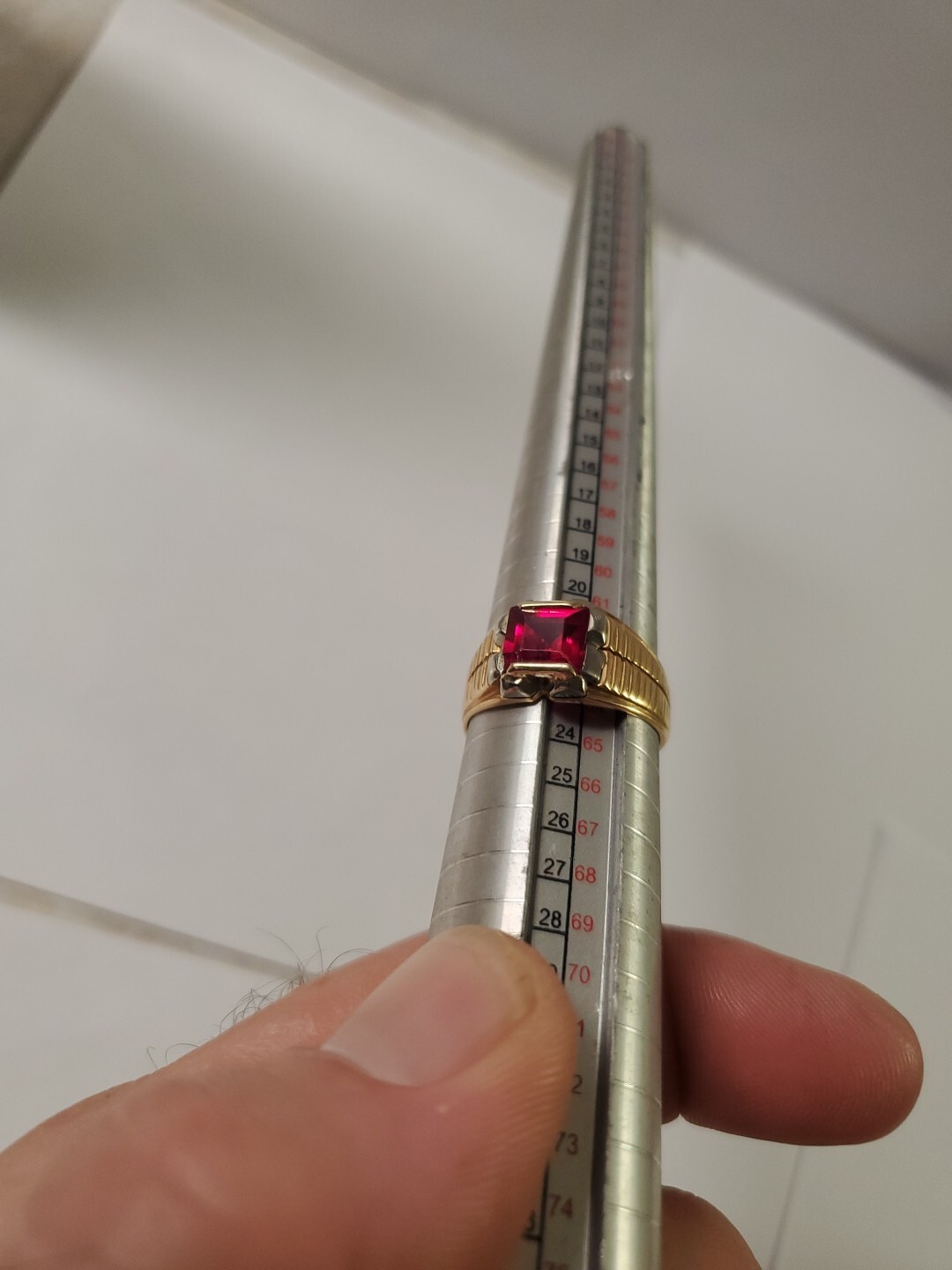 Men’s Ruby Ring lab-created Ruby, Solid 18k+ Yell… - image 17