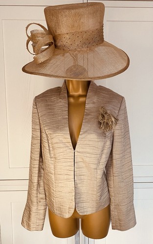 Phase Eight UK 14 Antique Gold Tone Crinkle Single Breasted Occasion Jacket
