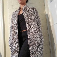Central Park West Women's Copenhagen Printed 3 / 4puffer Nwot 295 Sz Xs Leopard