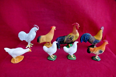 Lot de 32 anciennes figurines creche ferme basse cour en alu