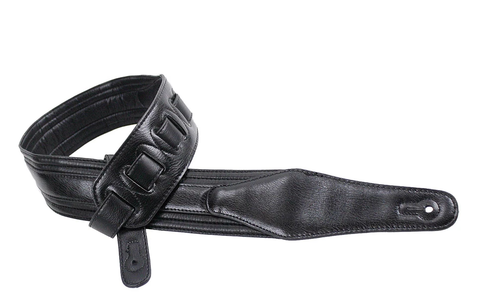 Черный многослойный гитарный ремень Walker & Williams G-513 с подкладкой перчатка кожа сзади - Изображение 2 из 4