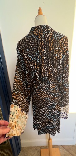 Issa London 100% Silk Dress Size 12 US 16 UK Kimono Style Plunging Neckline Sexy - Picture 5 of 18