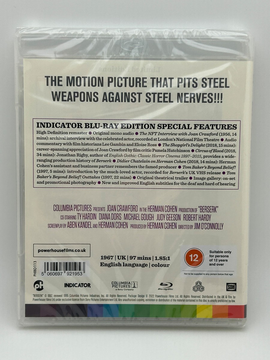 Berserk! (1967) Blu-ray Indicator *Region Free* Joan Crawford 60s