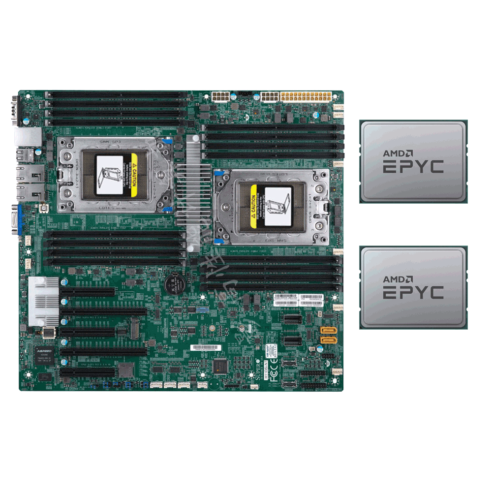 Supermicro H11DSi Motherboard + 2x AMD EPYC 7282 16 Core CPU 2.8GHz Up to 3.2GHz Supermicro H11DSi Motherboard + 2x AMD EPYC 7282 16 Core CPU 2.8GHz Up to 3.2GHz