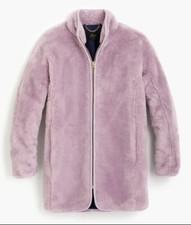 Bnwt J Crew Mid Pink/purple Faux Fur Coat S/uk12-14 Teddy; Super Soft; Pockets